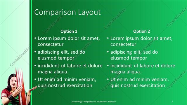 Comparison presentation slide layout