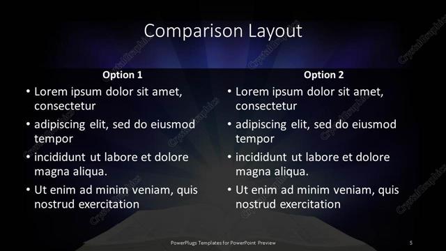 Comparison presentation slide layout