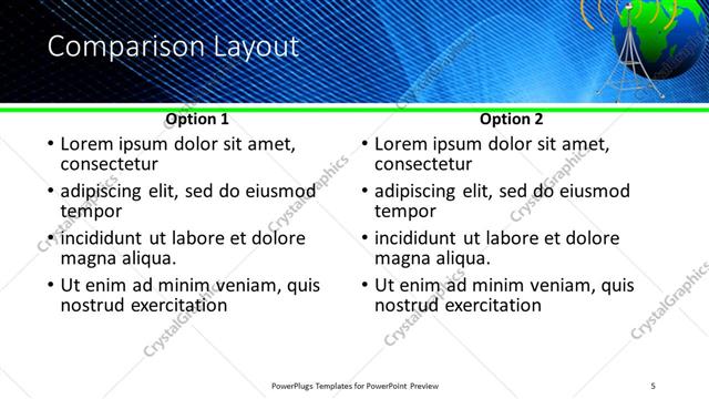 Comparison presentation slide layout