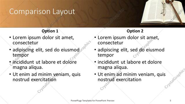 Comparison presentation slide layout