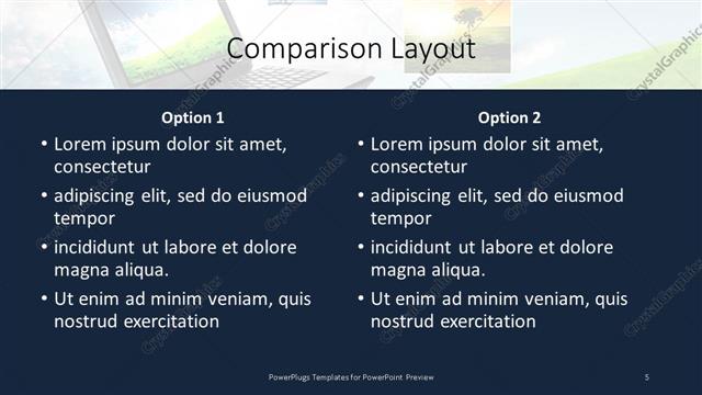 Comparison presentation slide layout