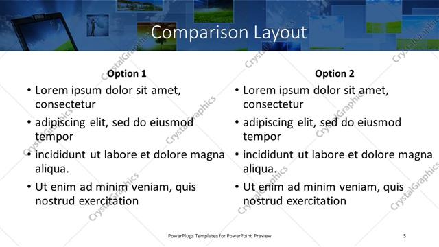 Comparison presentation slide layout
