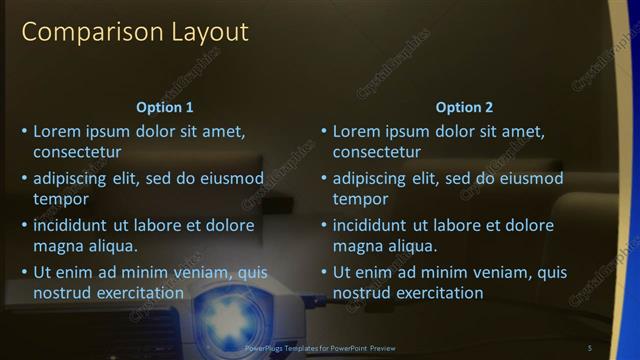 Comparison presentation slide layout
