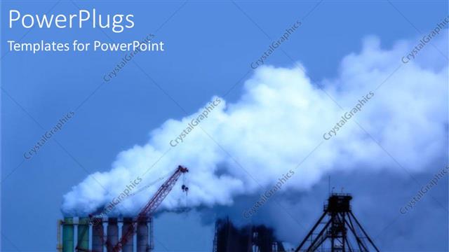 Presentation with industry - Depiction of a large industrial site and blue smoke