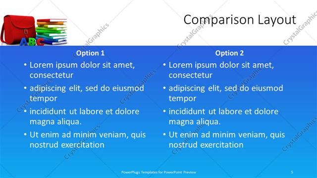 Comparison presentation slide layout