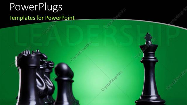  Presentation with chess - Depiction of leadership with king chess piece leading pawns and officers