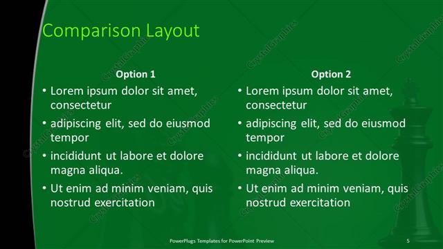 Comparison presentation slide layout