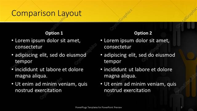 Comparison presentation slide layout