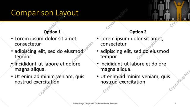 Comparison presentation slide layout