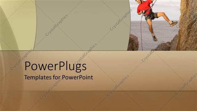  Presentation with mountain climbing rope - Depiction of a man climbing a mountain on a rope