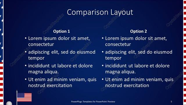 Comparison presentation slide layout