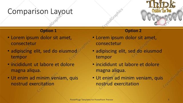 Comparison presentation slide layout