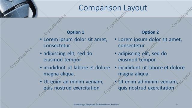 Comparison presentation slide layout