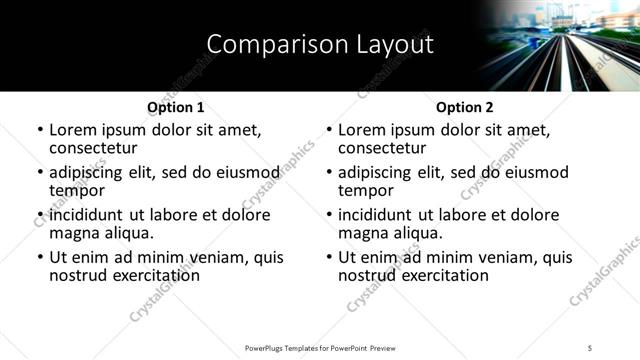 Comparison presentation slide layout