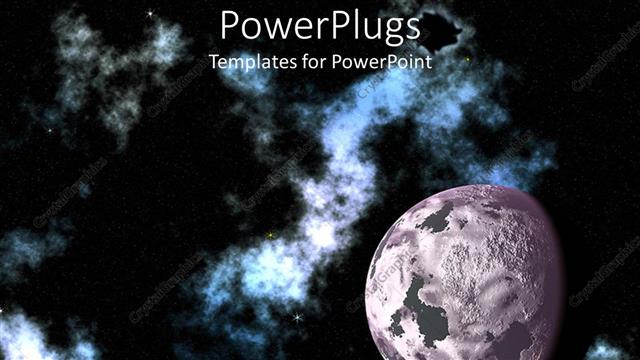  Presentation with space - Depiction of the moon in space, with galaxy and stars on dark background