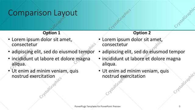 Comparison presentation slide layout