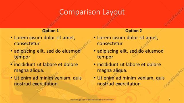 Comparison presentation slide layout