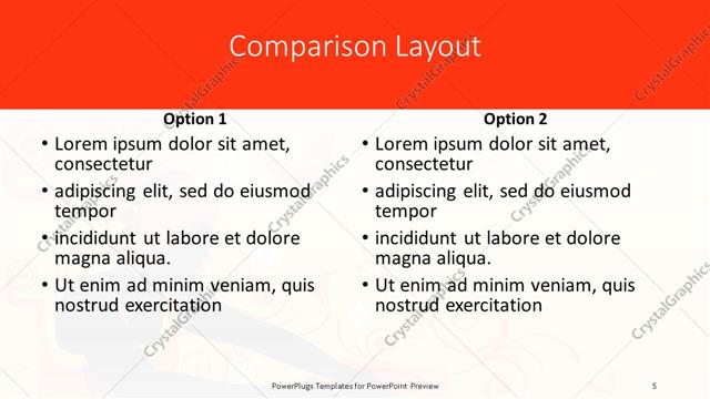 Comparison presentation slide layout