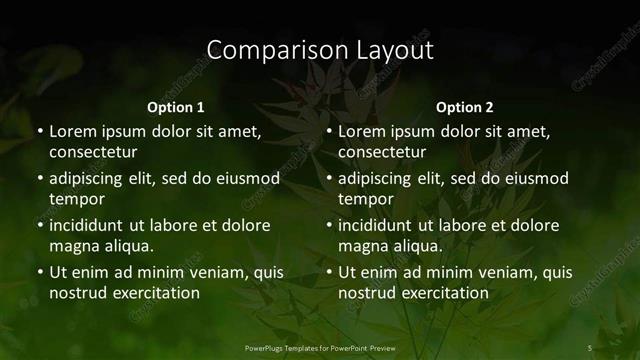 Comparison presentation slide layout