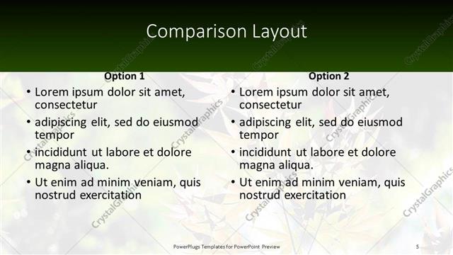 Comparison presentation slide layout