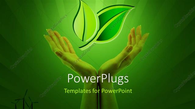  Presentation with falling leaves - Depiction of nature with hands protecting falling leaves