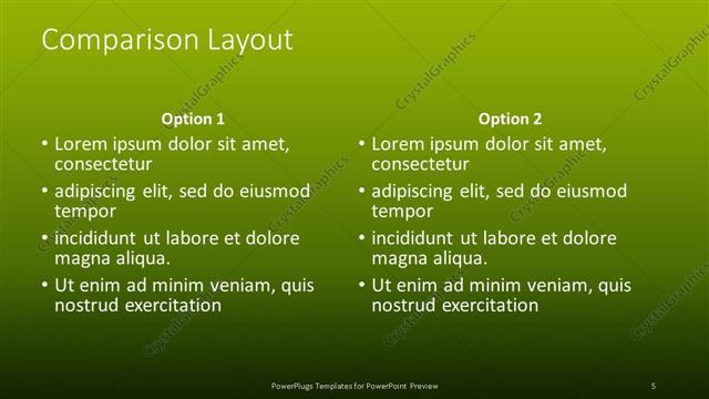Comparison presentation slide layout