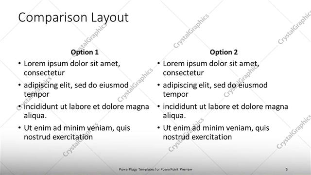 Comparison presentation slide layout
