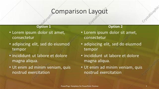 Comparison presentation slide layout