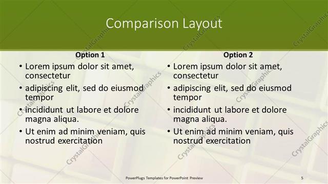 Comparison presentation slide layout