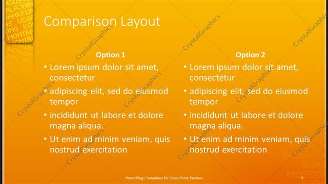 Comparison presentation slide layout