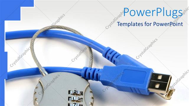  Presentation with network security - A depiction of a pair of network cable being locked