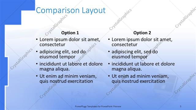 Comparison presentation slide layout
