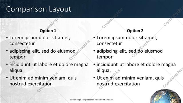 Comparison presentation slide layout