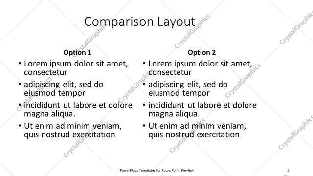 Comparison presentation slide layout