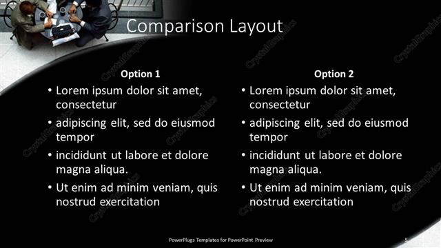 Comparison presentation slide layout