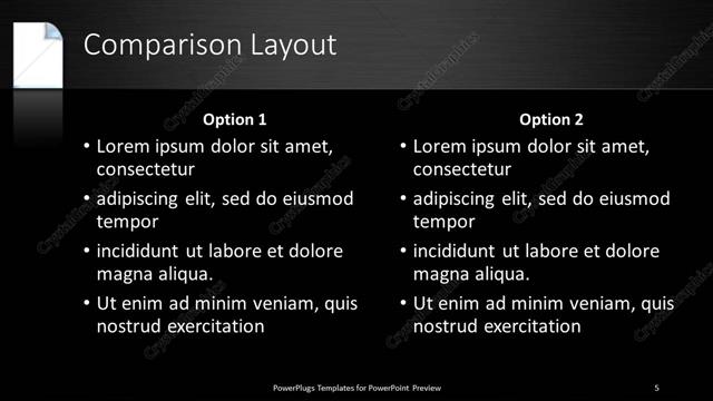 Comparison presentation slide layout