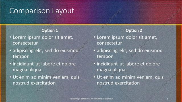 Comparison presentation slide layout
