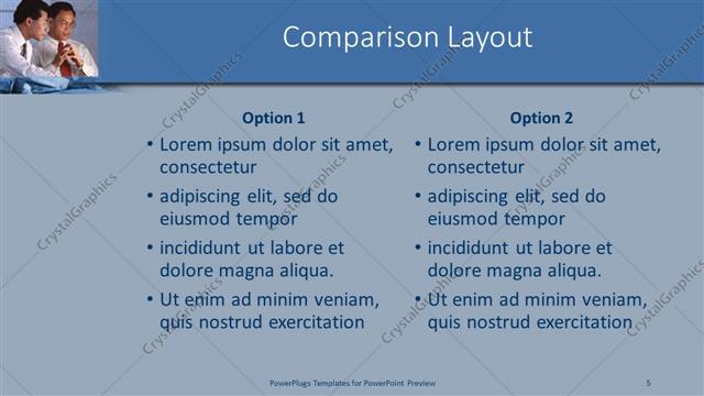 Comparison presentation slide layout