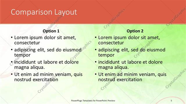 Comparison presentation slide layout
