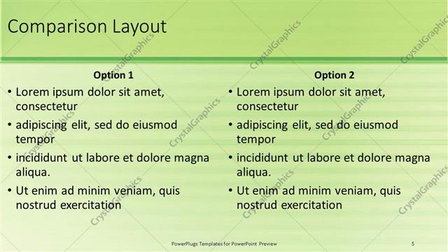 Comparison presentation slide layout
