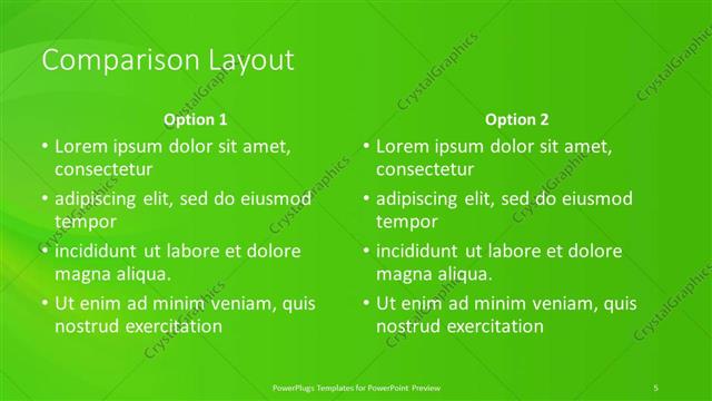 Comparison presentation slide layout