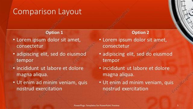 Comparison presentation slide layout