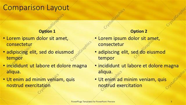 Comparison presentation slide layout