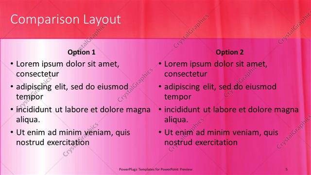 Comparison presentation slide layout