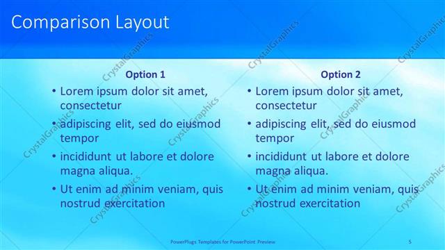 Comparison presentation slide layout