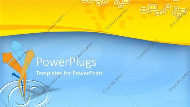  Presentation with plain blue - Depiction of  a plain yellow and blue background with @ symbol