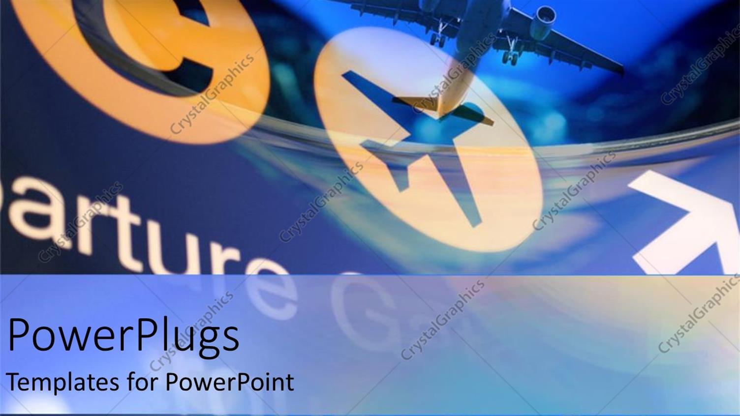 Featuring Depiction of a Plane Flying on a Blueish Hue Background