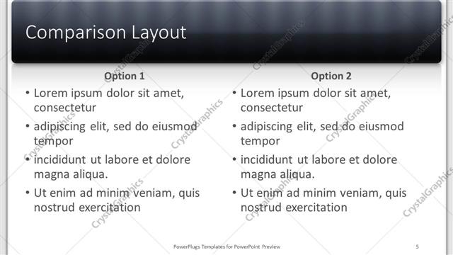 Comparison presentation slide layout