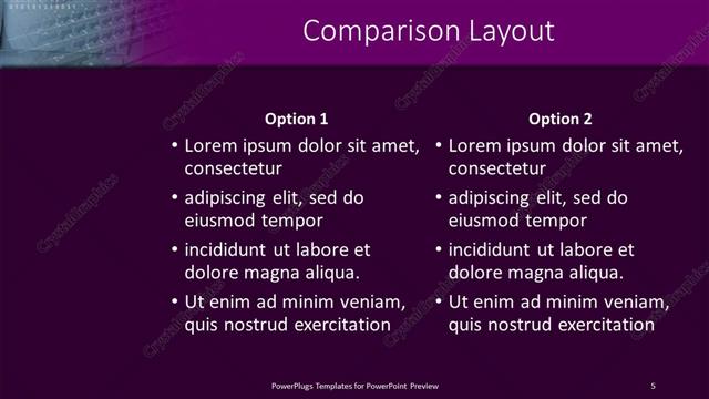 Comparison presentation slide layout