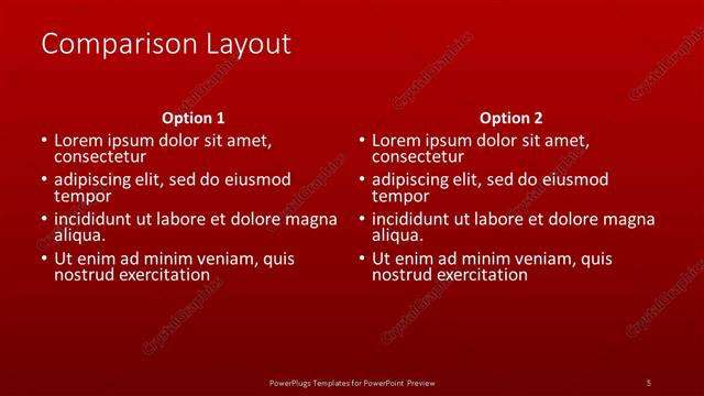 Comparison presentation slide layout